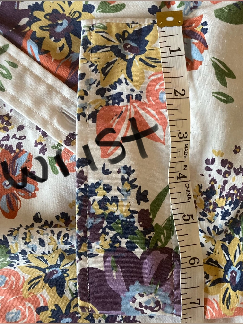 BLAIR white floral button-up blouse with purple, orange & yellow accents in XXL - Picture 11 of 12